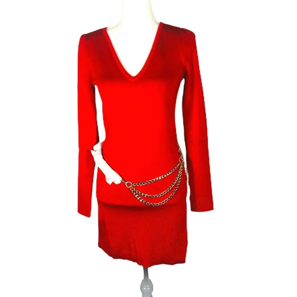 NWT INC Women's Gold-Tone Chain-Belt Tunic Sweater